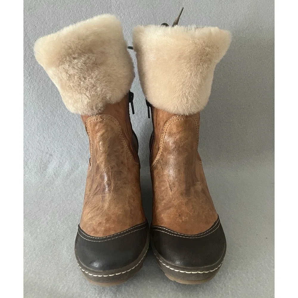 Italian Crafted Leather Winter Wedge Boot Manas Design Women's 6.5 Faux Fur
